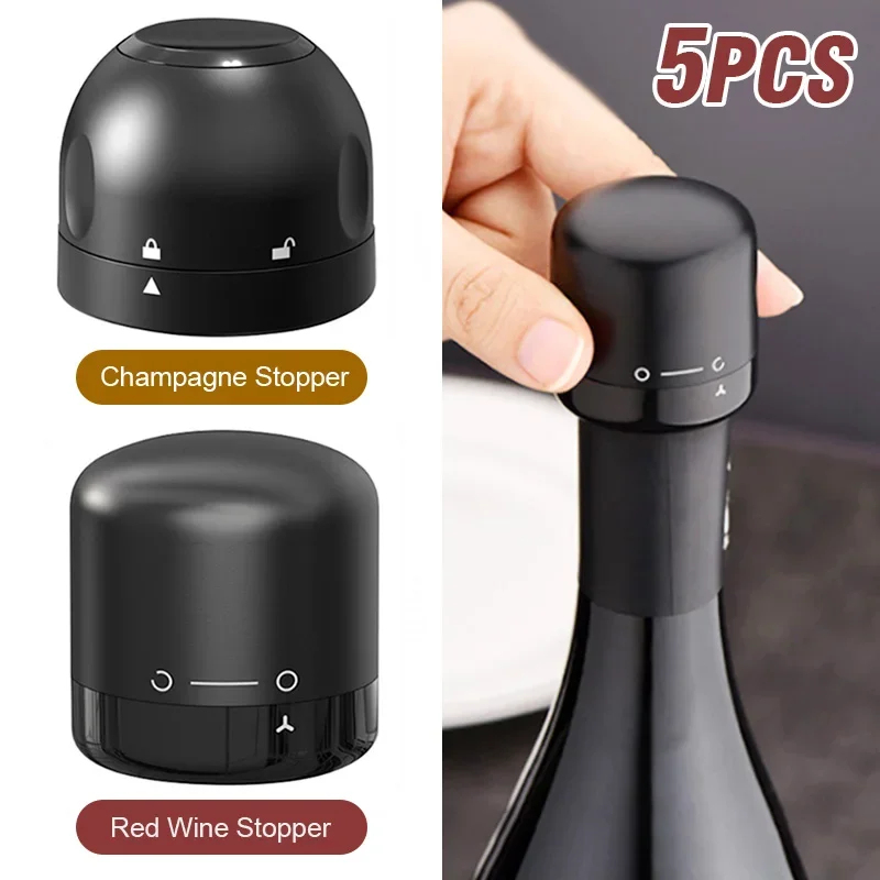 Wine Preservation Pump - 1-5pcs Vacuum Sealed Wine Bottle Plug