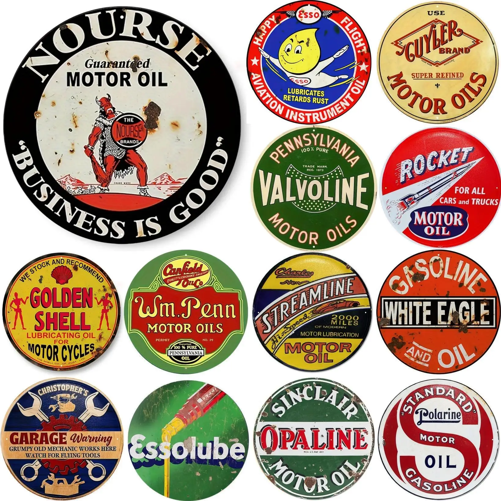 Vintage Motor Oil Sign Round M - Home Bar And Restaurant ulasan dan harga