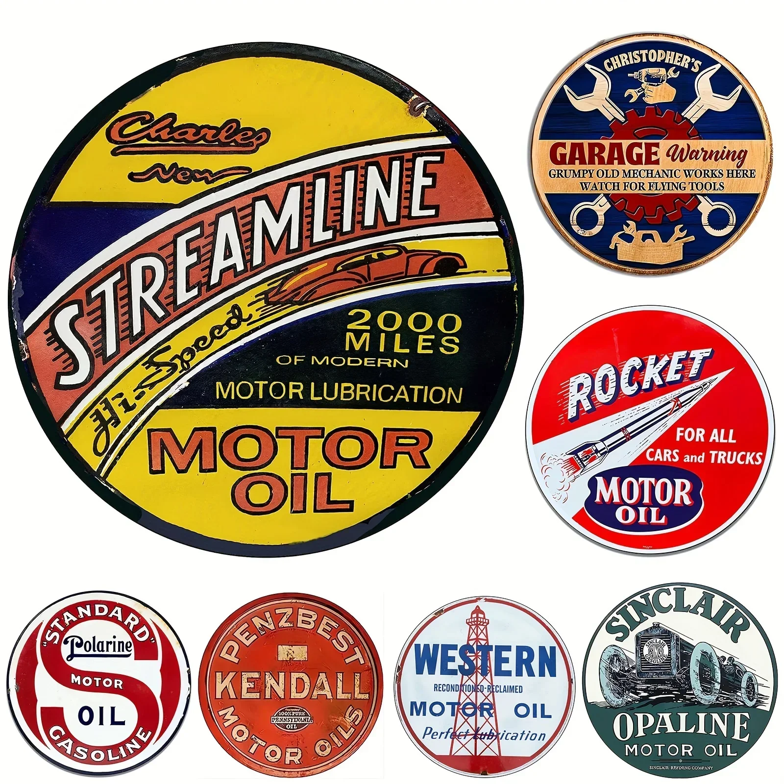 Vintage Motor Oil Sign Round M - Home Bar And Restaurant ulasan dan harga