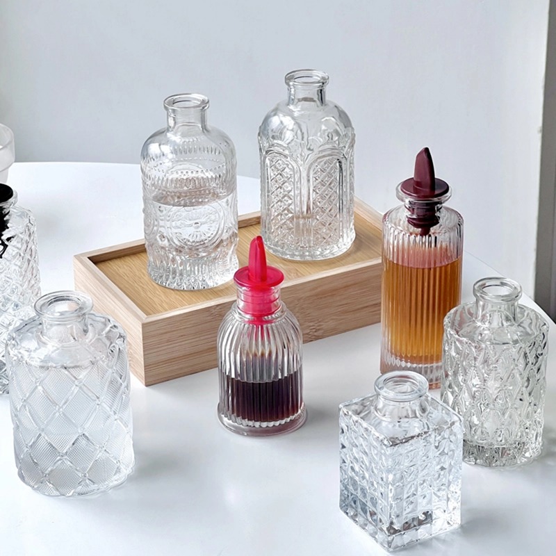 Glass Sauce Bottle Embossed Bi - Bitters Bottle Set ulasan dan harga