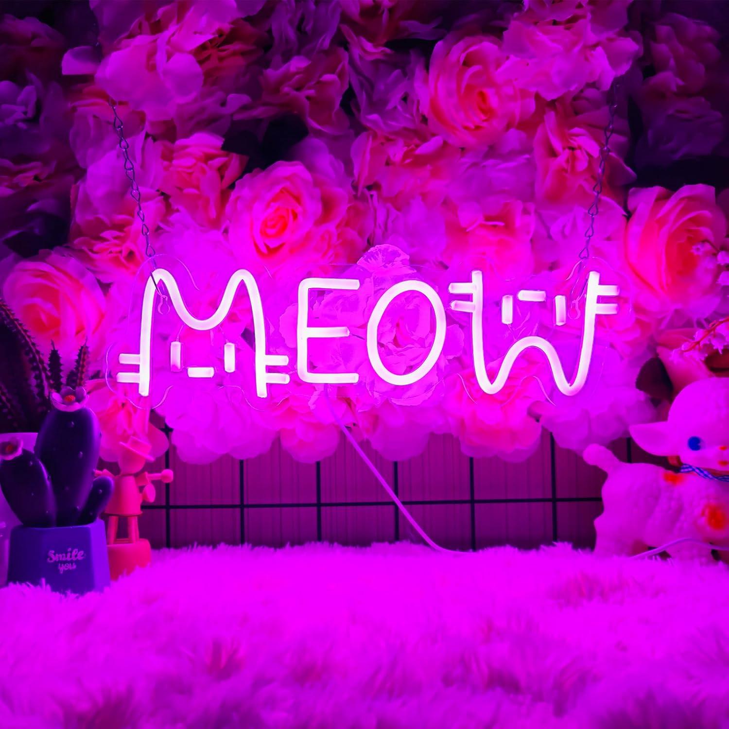 Meow Neon Sign Cat USB Powered - Home Bar And Restaurant ulasan dan harga