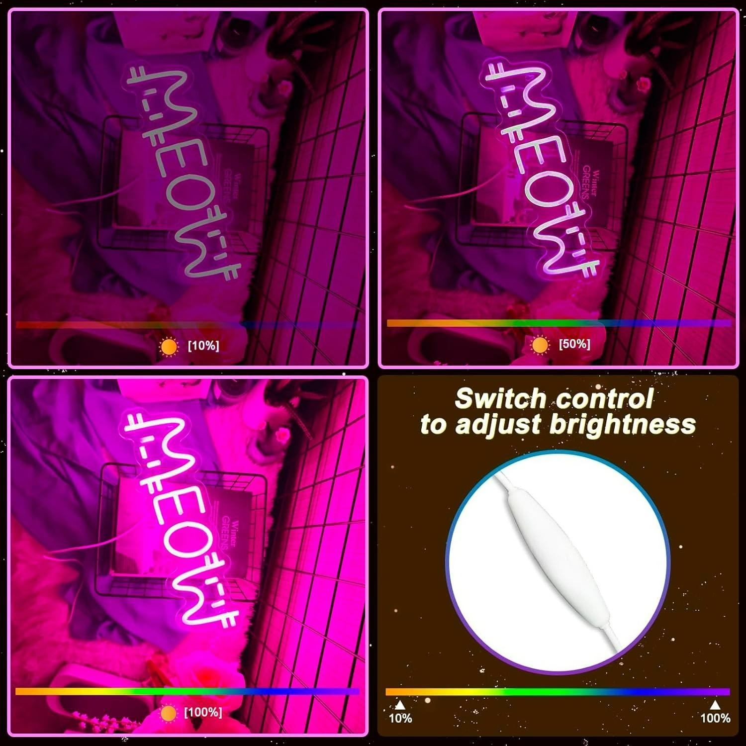 Meow Neon Sign Cat USB Powered - Home Bar And Restaurant ulasan dan harga