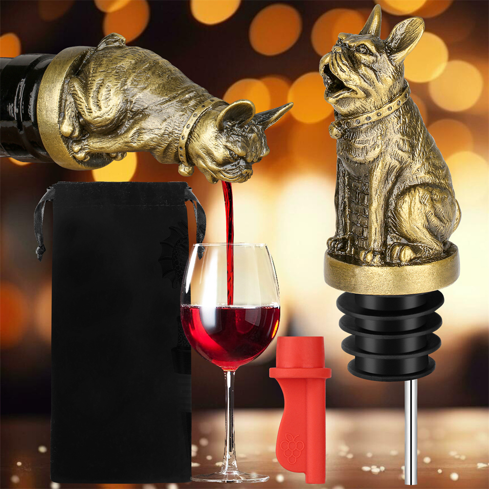 Cute French Bulldog Wine Pouer - Wine Preservation Pump ulasan dan harga